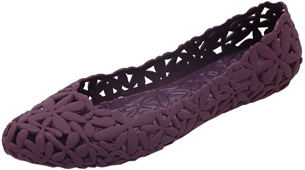 Women Flower Hollow Out Pointy Toe Jelly Ballet Flat