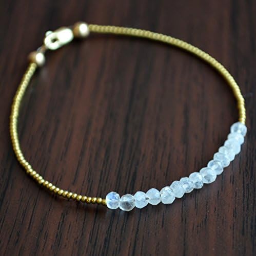Moonstone Beaded Bracelet with Gold Seed Beads