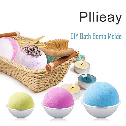 Pllieay 12 Pieces 3 Sizes DIY Bath Bomb Molds, 6 Sets Metal Bath Bomb Molds for Crafting Bath