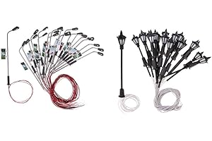 Prettyia 40pcs Mini Model Railway Train Lamp Post LED Street Lights HO Scale 1:100