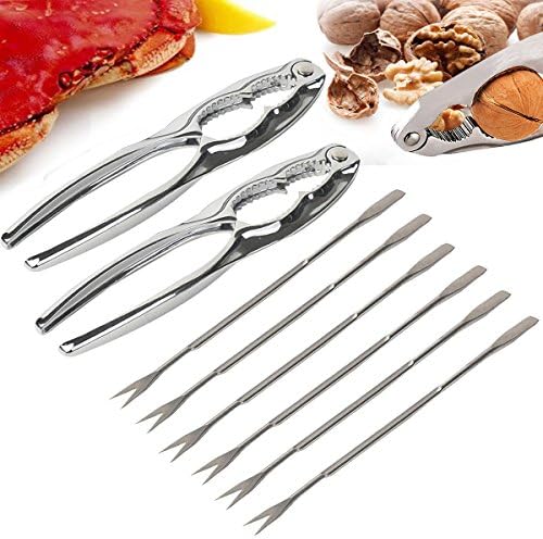 PROSPERLY U.S.Product 8 PC Seafood Tool Set Lobster And Crab Cracker Tool Set Forks Nut New In Box