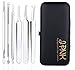 JPNK Blackhead Remover Comedones Extractor Acne Removal Kit for Blemish, Whitehead Popping, Zit Removing for Nose Face Tools with a Leather bag (6 Pcs, 3 Tweezers Pack)