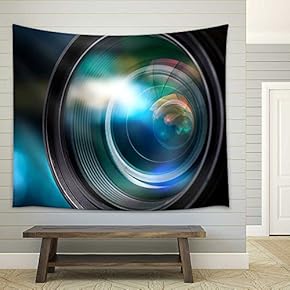 Camera Lens with Lense Reflections - Fabric Wall Tapestry Home Decor - 51x60 inches