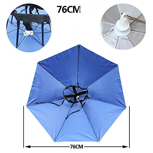 Folding Umbrella Hat Headwear 30.3" ，Hands Free Sunshade Double Layer Protection Anti-UV Parasol for Golf, Traveling, Fishing, Gardening, Beach, Camping, Raining，Party (Camouflage, 30.3inch) - Thumbnail 6