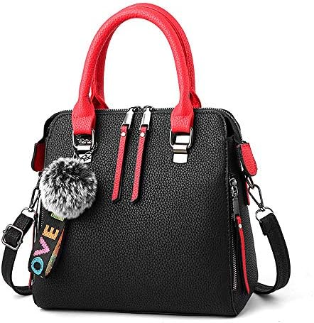 Handbags for Women Fashion PU Leather Shoulder Bag Tote Bag Satchel Ladies Purses Messenger Bags Black