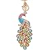 BeeChamp Peacock Shape Shiny Rhinestone Inlay Blingbling Keychain Handbag Purse Charm Car Pendant Keyfob Keyring (Multicolor)