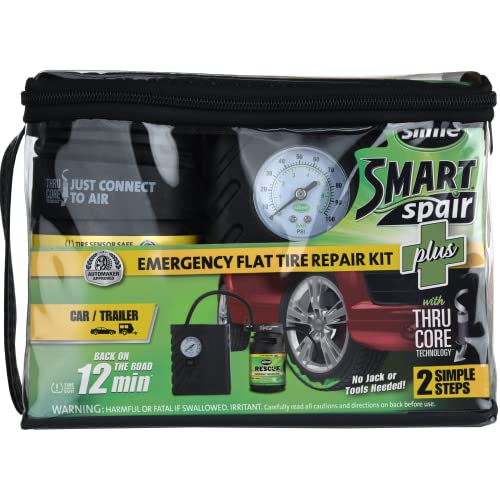Slime 50138 Flat Tire Puncture Repair, Smart Spair Plus, Emergency Kit