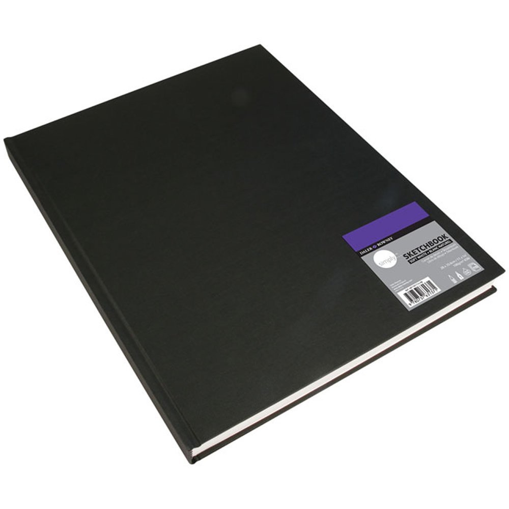 Daler-Rowney Simply Sketchbook, Medium Grain, 100 gsm, 65lb, Hardback, A3 - approx. 11.7 x 16.5in - 29.7 x 42 cm, Soft White, 54 Sheets