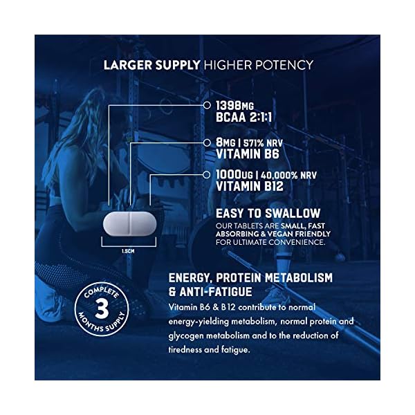 Bcaa Tablets - Ultra Strength 1407mg - 180 Tablets Massive 3 Months Supply - Elite 2:1:1 Branched Chain Amino Acids…