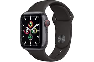 New Apple Watch SE (GPS, 44mm) - Space Gray Aluminum Case with Black Sport Band (Renewed)