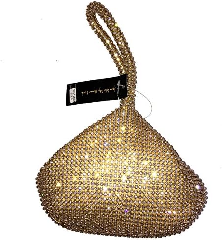 BEA118R Newly Enlarged Full Rhinestoned Fashion Wristlet Stunning Evening Purse Wedding Prom Clutch Holiday Gift (gold)