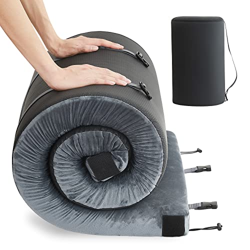 HomeMate CertiPUR-US Memory Foam Camping Mattress Pad Portable Roll Up Mattress for Adults Sleeping Mat Cot Mattress Pad Car Tent Floor Mattress Removable Waterproof Cover Travel Bag Guest Bed