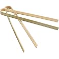BambooMN 6.3" Mini Bamboo Disposable Tongs - Toast Tongs - 10 Pieces