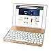 iPad Air Keyboard Case, iEGrow F8S Slim Bluetooth Clamshell Protective Cover with 7 Colors LED Backlit Keyboard for iPad Air 1 Model A1474/A1475/A1476(Gold)