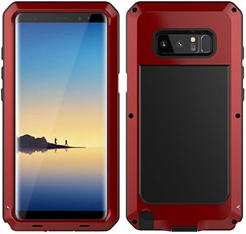 LISOPO Samsung Galaxy Note 8 case, Heavy Duty Hybrid Armor Aluminum Metal Dual Layer Bumper Case Soft Rubber Military Shockproof Hard Cover For Samsung Galaxy Galaxy Note 8 (Red)(No Glass Screen)