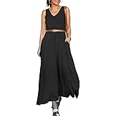 CHICME Women's V Neck Sleeveless Two Way Wear Maxi Dress 2026 Flowy Casual Summer Dresses Without Belt