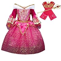 DreamHigh Sleeping Beauty Princess Aurora Girls Costume Dress with Cosplay Accessorries Size 4-5 Years