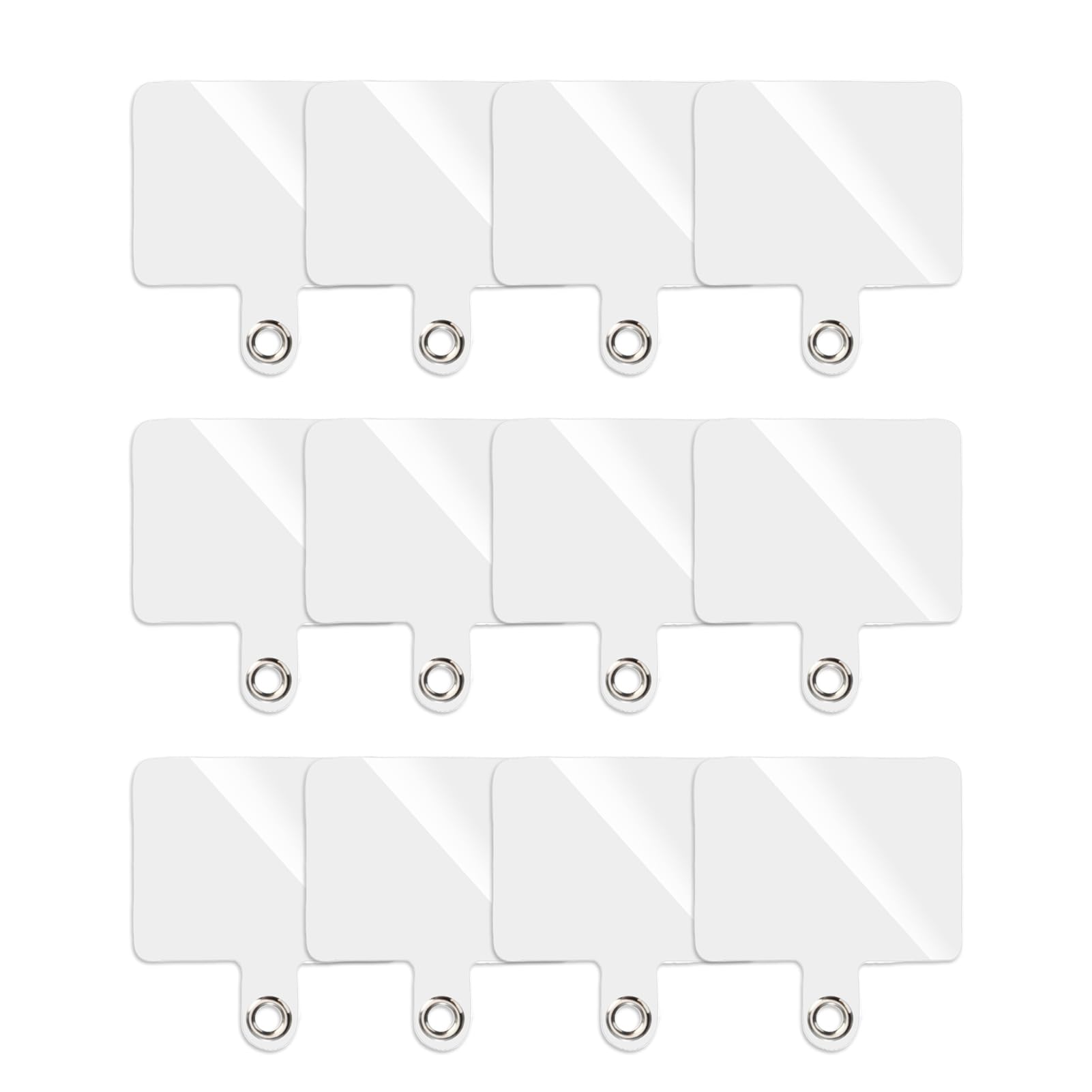 12 Pcs Universal Phone Tether Tabs, Transparent Phone Lanyard Tab Cell Phone Lanyard Tether Tab with Metal Ring Phone Tether Pads Phone Lanyard Patch for Most Mobile Phone Case Drop Protection