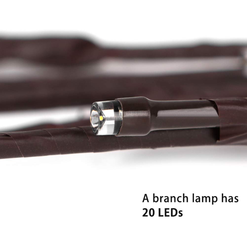 DK177 2 Pack Led Branch Light Battery Operated Lighted Branch Vase Filler Willow Tree Artificial Little Twig Power Brown 30 Inch 20 LED for Home Romantic Decoration, Warm White