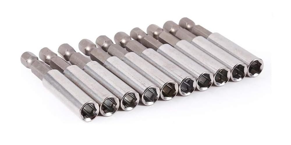 Fixinus 10 Pieces Magnetic Extension Socket Drill Bit Holder, 1/4” Quick-Change Bit Holder for Electric Drill Impact Wrench Screwdriver, 60 mm