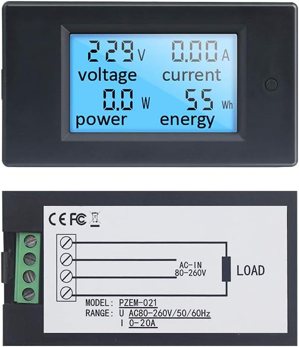 KETOTEK Voltmeter Ammeter, 20A 80-260V Electric Circuit Tester, LCD Display Multimeter with Power Overload Alarm - Image 5