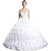 Full Shape 6 Hoop Skirt Ballgown Petticoat Underskirt Slip for Wedding Dress Quinceanera Gown Cosplay Dress Adjustable Waist