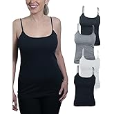 MISS POPULAR Women's 4-Pack Camisole Tank Tops Basic Undershirt with Adjustable Spaghetti Straps,Sizes XS-2XL