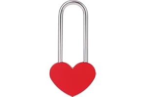 VeYocilk Red Love Lock Heart Padlock, Aluminium Alloy Single Heart Lock for Lovers Couple Friends Valentine's, Anniversary,Travel, Gift (No Key) (Red, Aluminium)