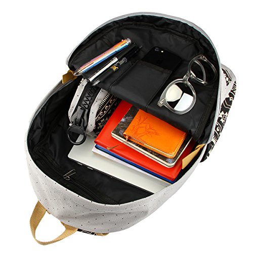 School Backpack, Aiduy Student Canvas Bookbag Lightweight Laptop Bag with Shoulder Bags and Pen Case for Teen Boys and Girls (Grey [3pcs]) - Thumbnail 2