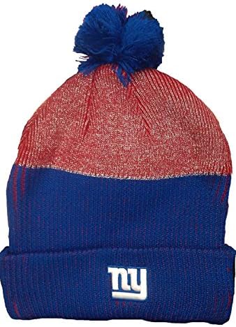 Nike Men's New York Giants Pom Beanie Hat Royal Blue/Scarlet/Silver One Size
