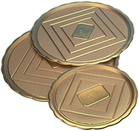 Cuisineonly – Scalloped Round Tray Kitchen Plastic 24 cm. Diameter: Art of the Cocktail Table (Gold)