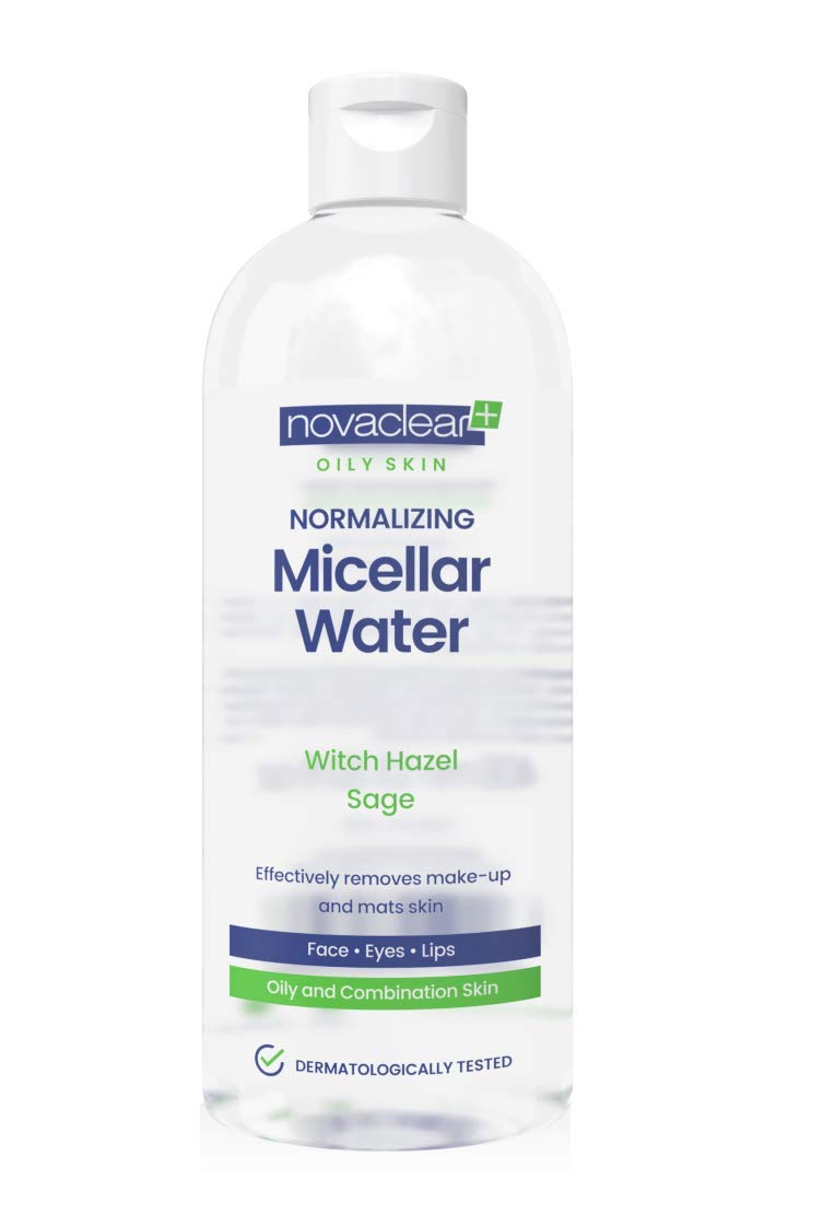 Novaclear Acne Micellar Water - 400ml Purifying Micellar Water for Oily, Combination & Acne Prone Skin, Cleanser Removes Impurities, Pollution & Pollen, Gentle Makeup Remover