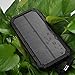 Solar Charger, Solar External Battery Pack, iBeek Portable 12000mAh Dual USB Solar Battery Charger Power Bank Phone Charger with Carabiner LED Lights for Emergency Cell Phones Tablet Camera (Black)