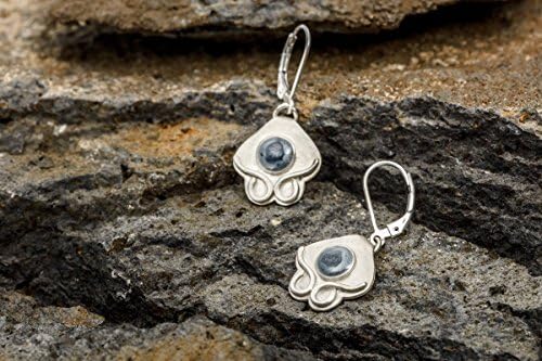 Handmade Designer Ethnic Sterling Silver Blue Earrings by Spiral Jewelry.