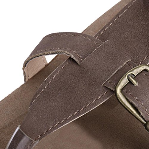 BSGSH Womens Flip Flop Roman/Gladiator Ankle Wrap Cutout Flat Sandal Fisherman Sandal (7 B(M) US, Brown)