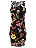 JJ Perfection Women's Floral Printed Sleeveless Bodycon Mini Dress