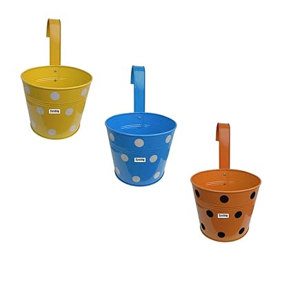 Kraftsplanet Garden Decor Set of Three Polka Design Railing with Detachable Hooks.