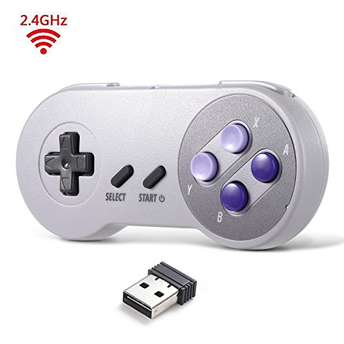 2.4 GHz Wireless USB Controller Compatible with Super Famicom Games, iNNEXT SNES Retro USB PC Super Classic Controller Joypad Joystick for Windows PC MAC Linux Genesis Higan