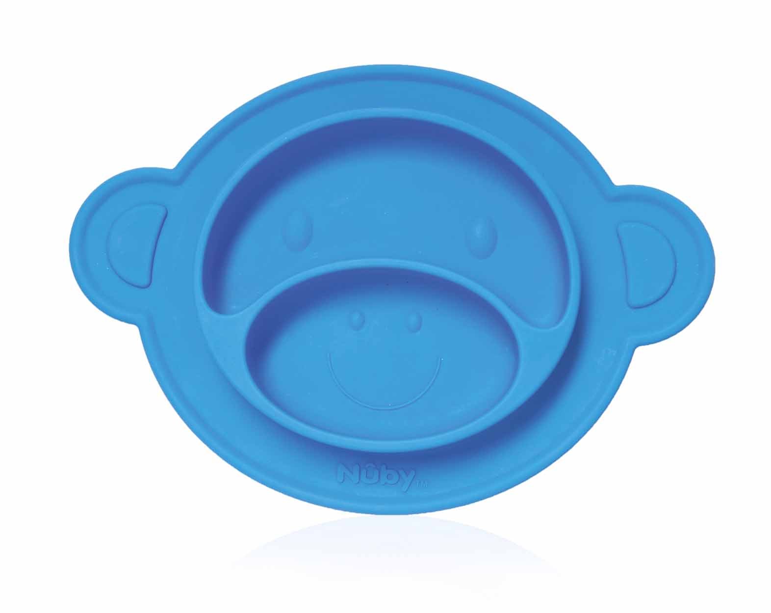 Nûby ID9291 3Blue Silicone Non-Slip Plate, Blue