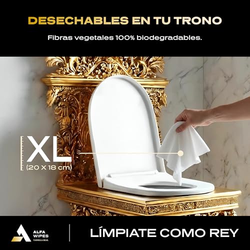 Alfa Wipes Toallitas Humedas para Adulto Extra Grandes y Gruesas, Desechables en Inodoro, Vainilla Real, Hipoalergénicas, con Aloe, Vitamina E, Manzanilla | 3 paquetes con 50 toallitas c/u (150 Toallitas)