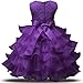 NNJXD Girl Dress Kids Ruffles Lace Party Wedding Dresses Size (140) 6-7 Years Deep Purple