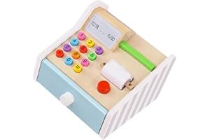 CORHAD 1 Set Wooden Cashier Plaything for Early Educational Simulation Supermarket Cashier Desk with
