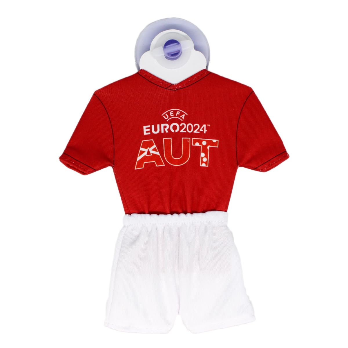 UEFA Euro 2024 Mini Kit/Mini Jersey 17 x 14 cm with Suction Cup, Football Fan Item, European Championship, Officially Licensed Product, Gift Item (Austria Design)
