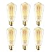 Vintage Edison Bulbs, 40W ST64 Dimmable Light Bulbs, Squirrel Cage Filament with 2700K Soft Warm White Light, 230 Lumens, Retro Light Bulbs with E26 Brass Base, Pack of 6