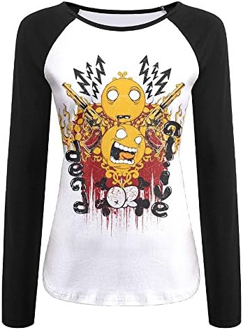 Woman's Long Sleeve Tee Funny Demon Dead Life Graphic Printed Sports T-Shirt Casual Loose Lady Tops