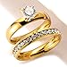 BILONG Jewelry Women Stainless Steel Gold Plated Ring Set With CZ