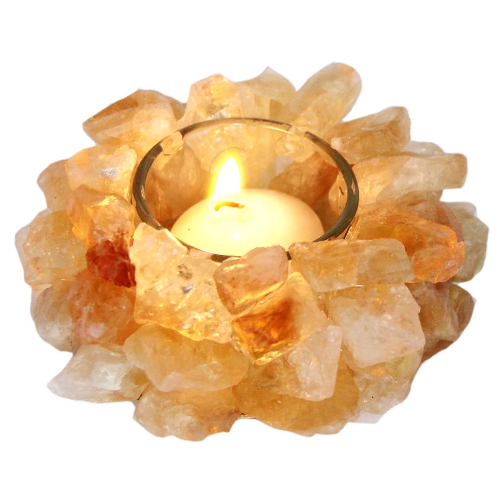 Citrine Rough Stone Votive Candle Holder Tealight Quartz Crystal Healing Gemstone Tealight Holder Home Decor Reiki Stone