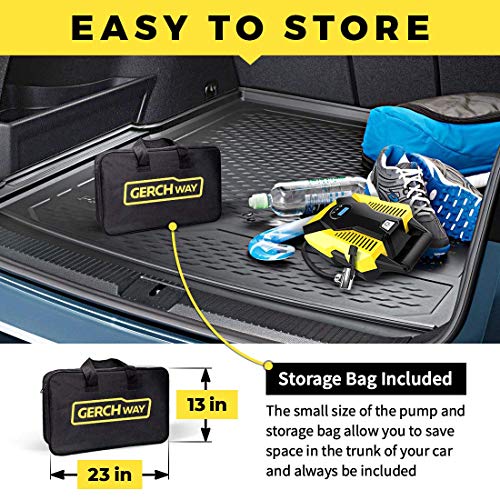 GERCHWAY Portable Car Air Compressor w/Auto Shut Off Feature/Long Cord, Digital Tire Inflator Pump, Storage Bag