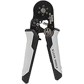 Klein Tools 34056 Ferrule Crimping Tool, Hex Crimper Pliers for 10 to 22 AWG Wire Terminals, Built-in Adjustable Ratchet, for