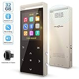 MP3 Player, MP3 Player with Bluetooth, Hi-Fi Lossless Sound Music Player with FM Radio, Pedometer,Voice Recorder, Expandable up to 128GB TF Card, with Armband and Earphone, Metal Shell,77g